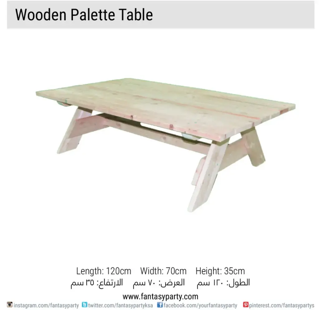 Wooden Palette Table (120x70x35) Rental