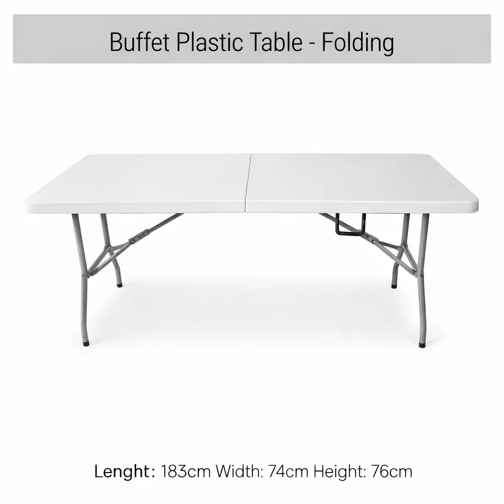 Plastic Folding Buffet Table (183 cm) Rental