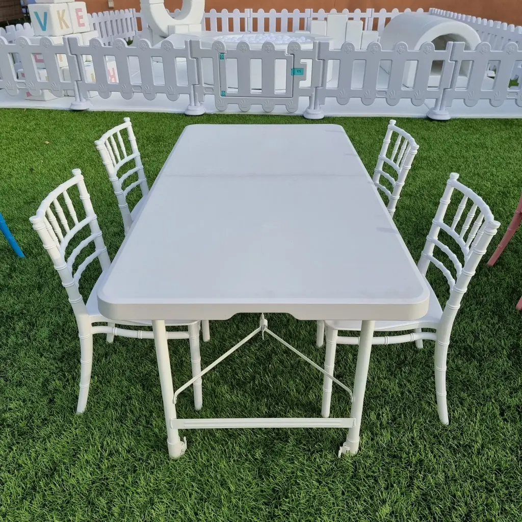 Folding Table Adjustable Height (122 X 60cm X 50cm/74cm)-White