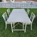 Folding Table Adjustable Height (122 X 60cm X 50cm/74cm)-White