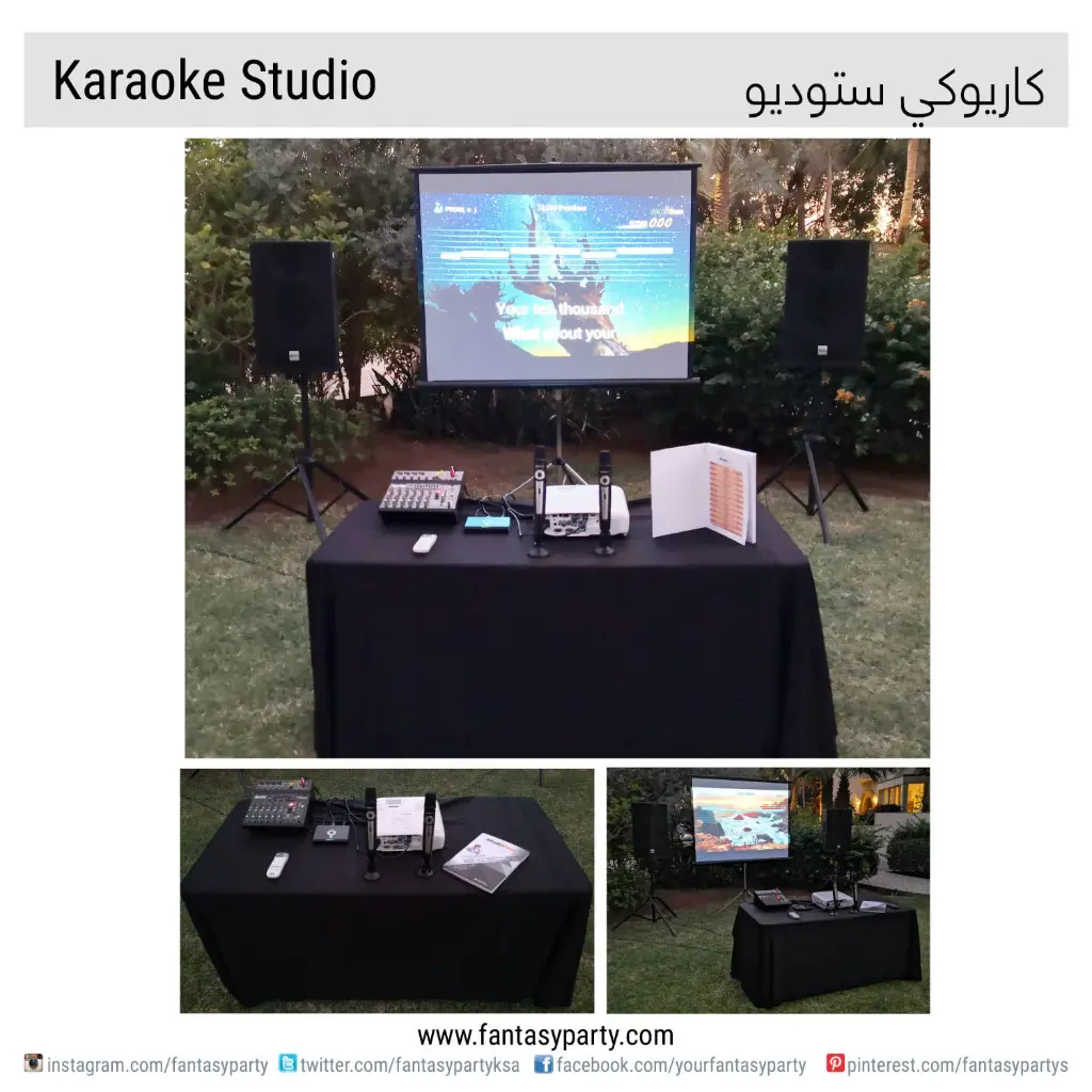 Karaoke Studio with 4 Wire Microphones Rental