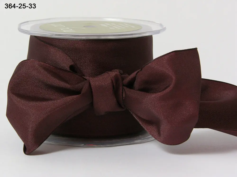 Wired Satin Ribbon 2.5 Inch 20 Yards-Brown	