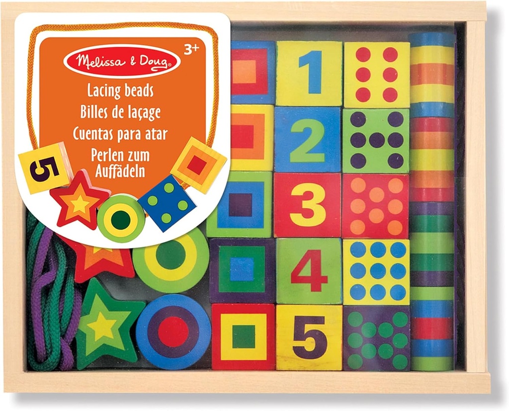 Melissa & Doug Deluxe Wooden Lacing Beads