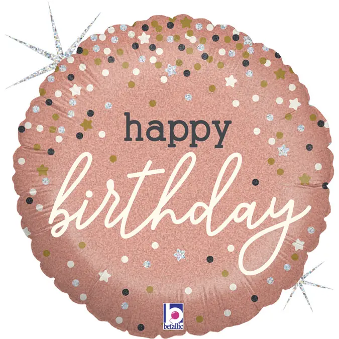 18 Inch Mylar Balloon Happy Birthday Rose Gold