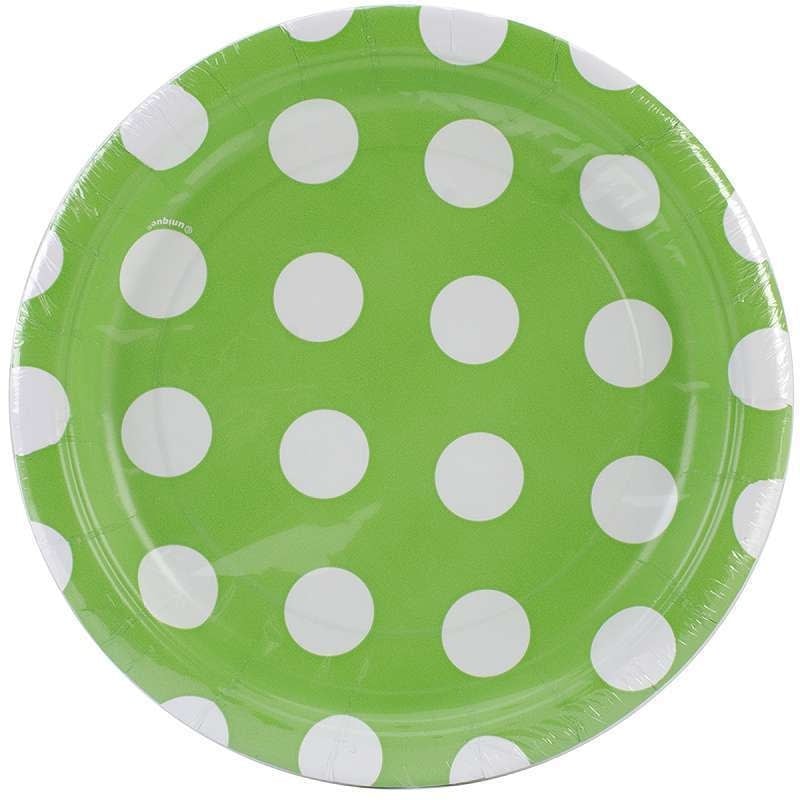 7 Inch Plates-Dots Lime Green