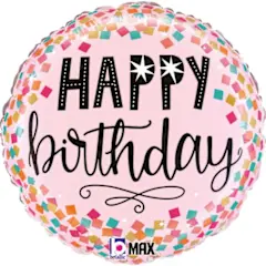 18 Inch Pink Confetti Birthday Foil balloon