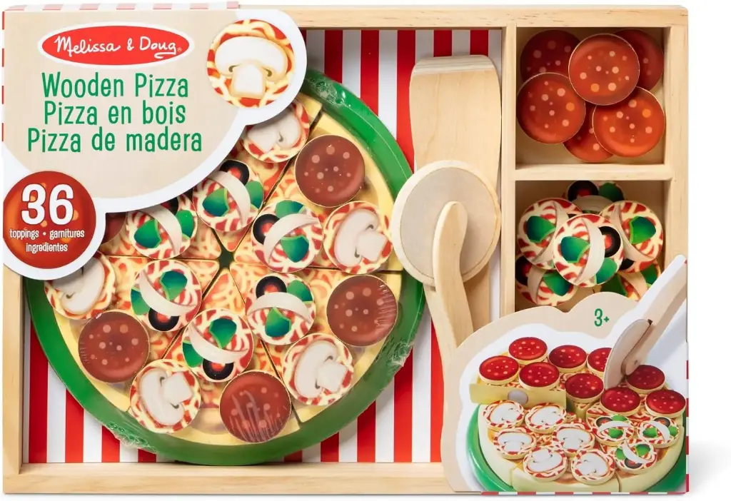  Wooden Pizza Party Play Food Set