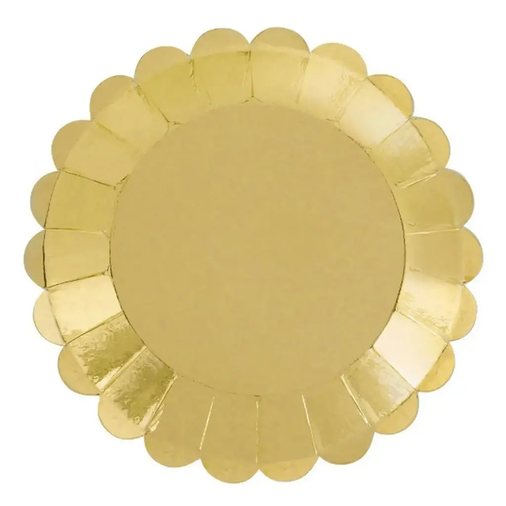 Cocktail Party Round Scalloped Foil Plates, 4 Inch