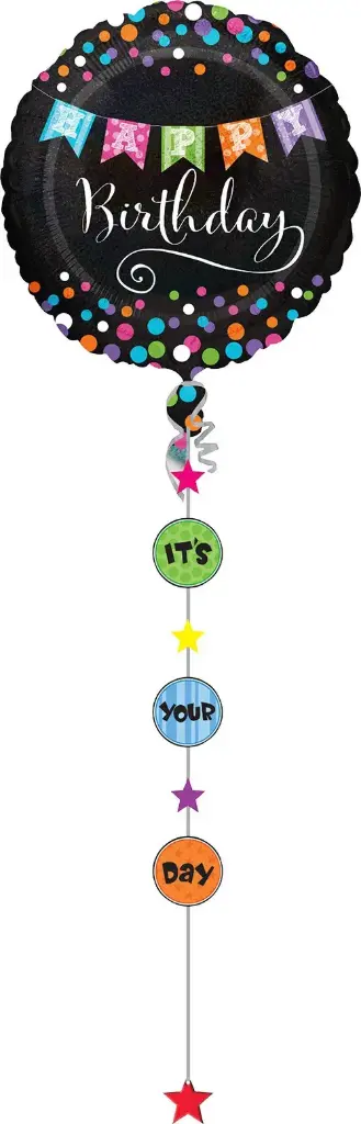  90 Inch Drop-A-Line Balloon-Birthday Banner Holographic Pkg 