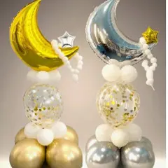 Gold & Silver Moon Foil Balloons Sculpture