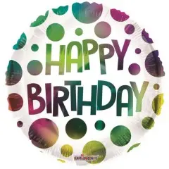 18 Inch Mylar Balloon-Happy Birthday Dots Multicolor