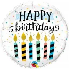 18 Inch Mylar Balloon-Birthday Candles & Dots
