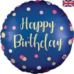 18 inch Polka Navy Pink Birthday balloon