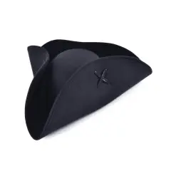Pirate Tricorn Black Wool Felt Hat