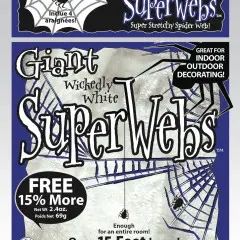 Jumbo Spider Web With 4 Spiders 60 Grams White