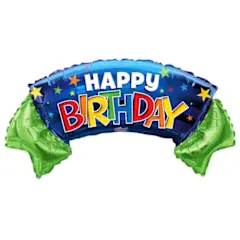  18 Inch Balloon Happy Birthday Stripes