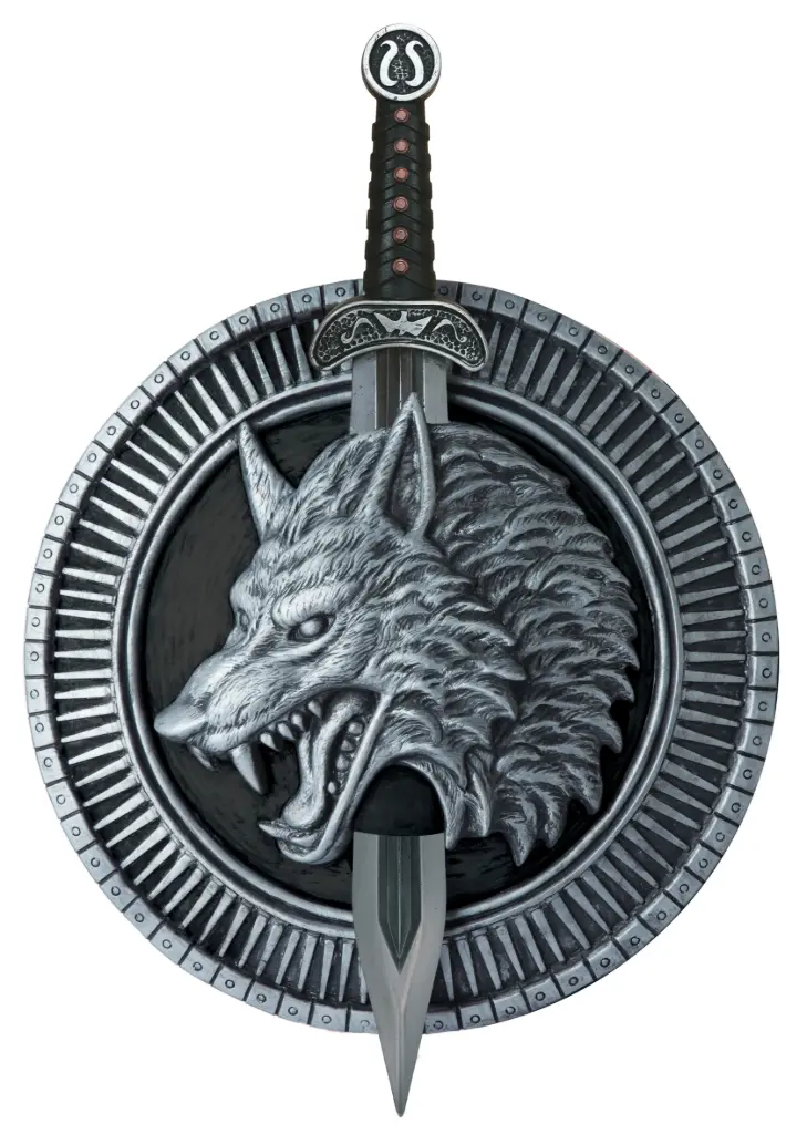 Wolf Master Shield & Sword 18 Inch-Silver/Black