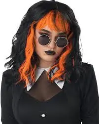 CUTE N CRAFTY WIG  BLACK/ORANGE