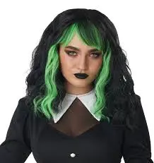 CUTE N CRAFTY WIG  BLACK/GREEN
