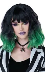 Miss Behaving Wig-Black/Green