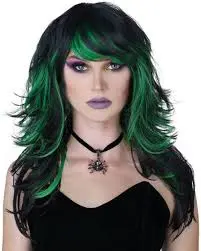 Tempting Temptress Wig-Black/Green