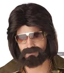 Sexy 70'S Man Wig, Beard & Moustache-Brown