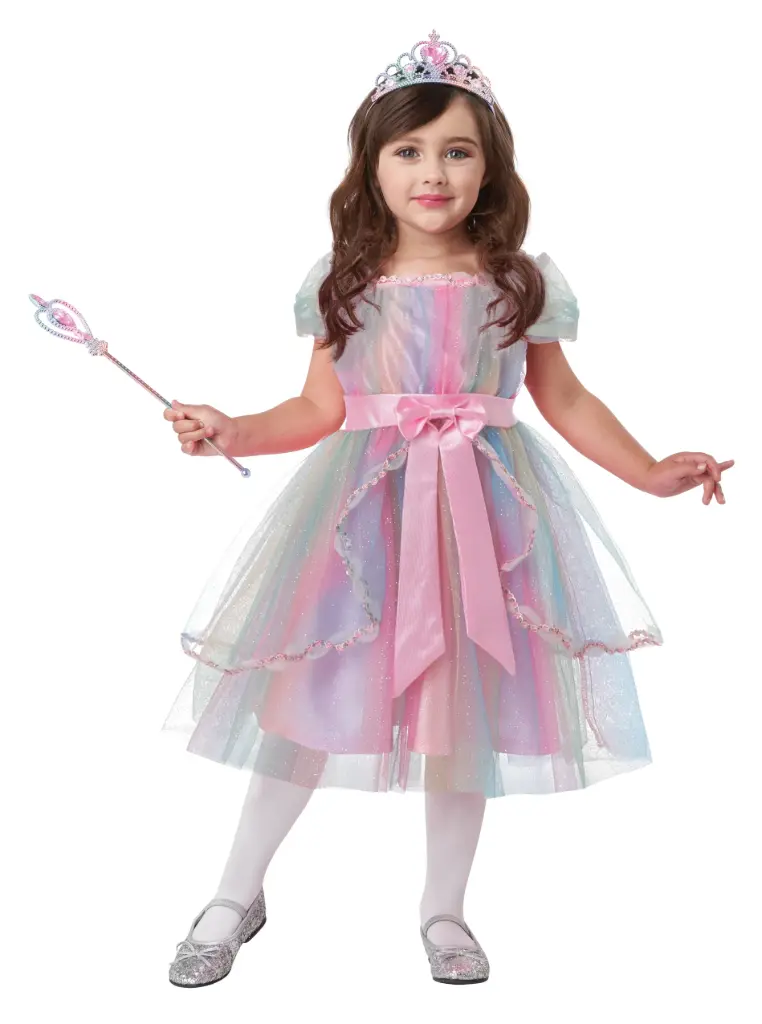 زي أميرة قوس قزح الملونة للأطفال