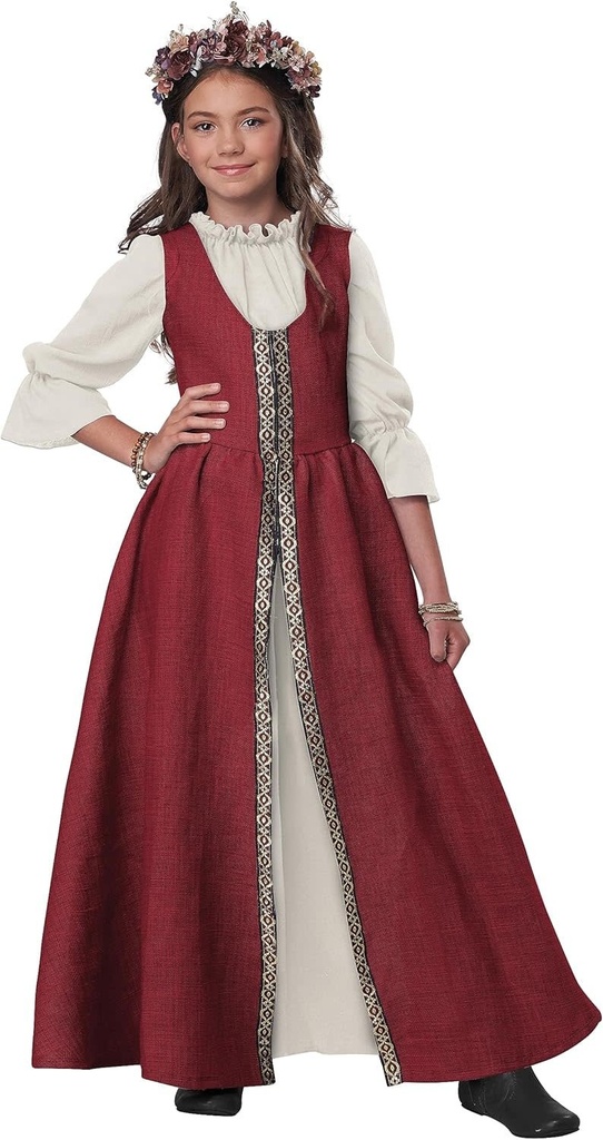 Renaissance Faire Burgundy Cream Girls' Dress