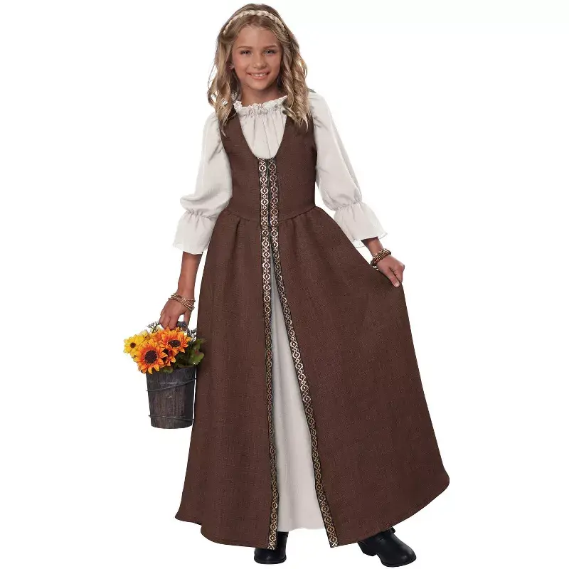 Renaissance Faire Brown Cream Girls Dress