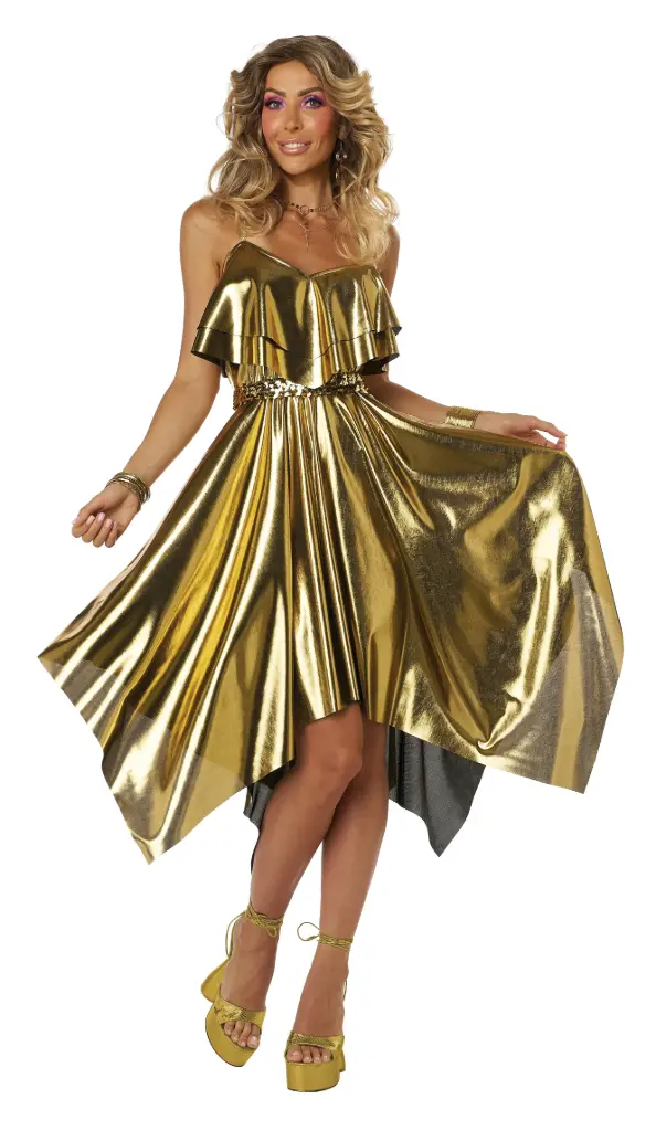 70’S Disco Women's Dress-Gold