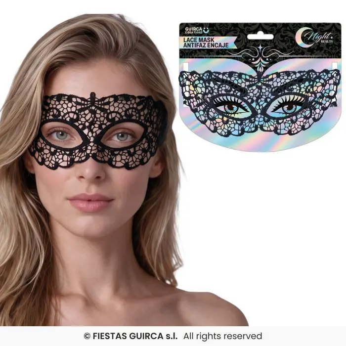 Black Lace Masquerade Eye Mask - Floral