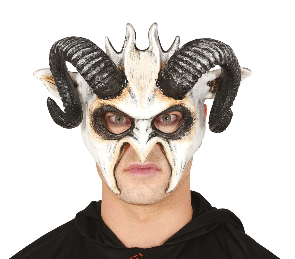 White Half Mask With Horns Hq