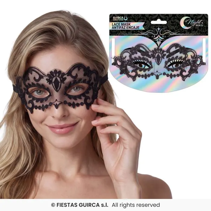 Black Lace Masquerade Eye Mask - Pointed