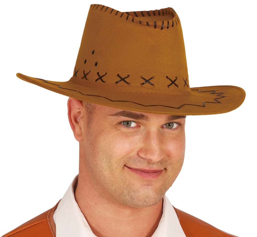 Brown Synthetic Leather Cowboy Hat