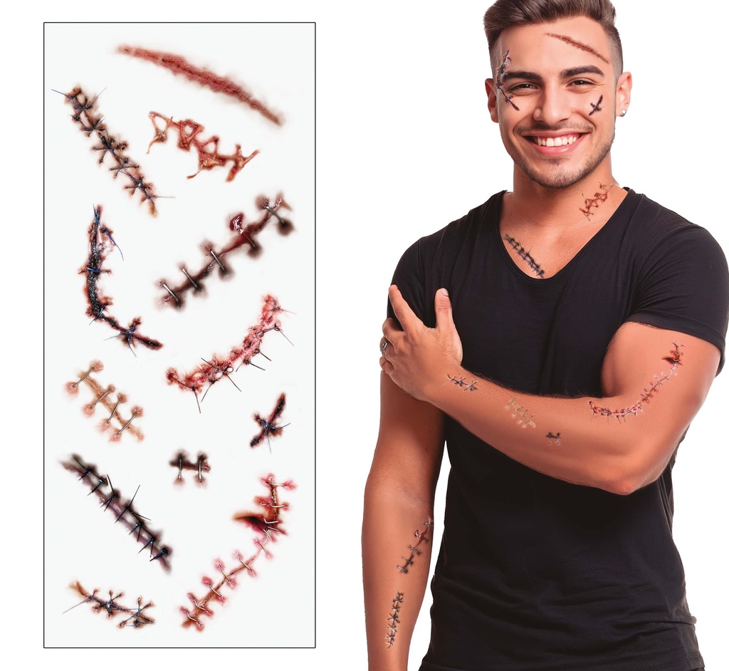 Scars Temporary Tattoo Sheet, 13x30 cm