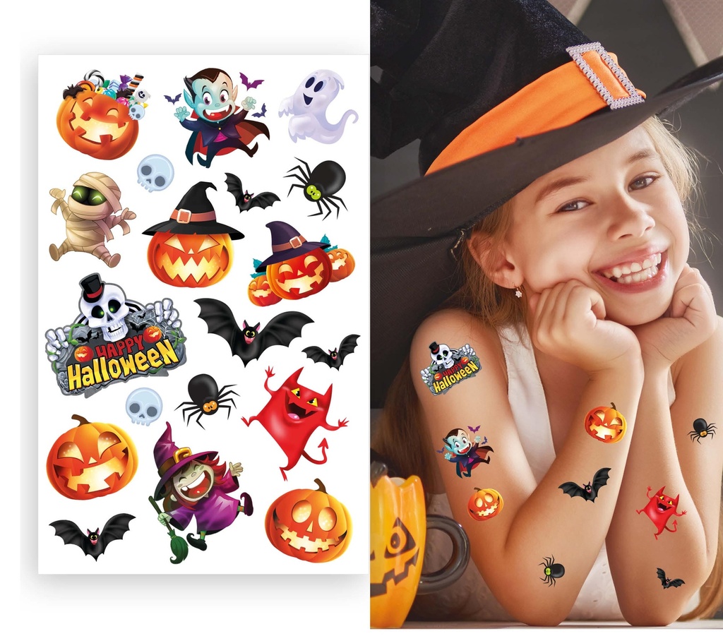 Halloween Tattoos Sheet With Glue