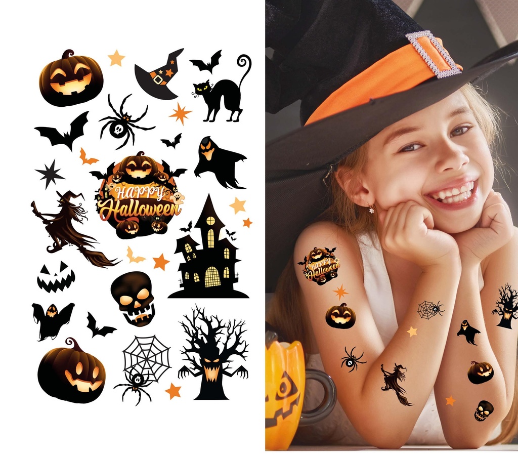 Halloween Tattoos Sheet With Glue