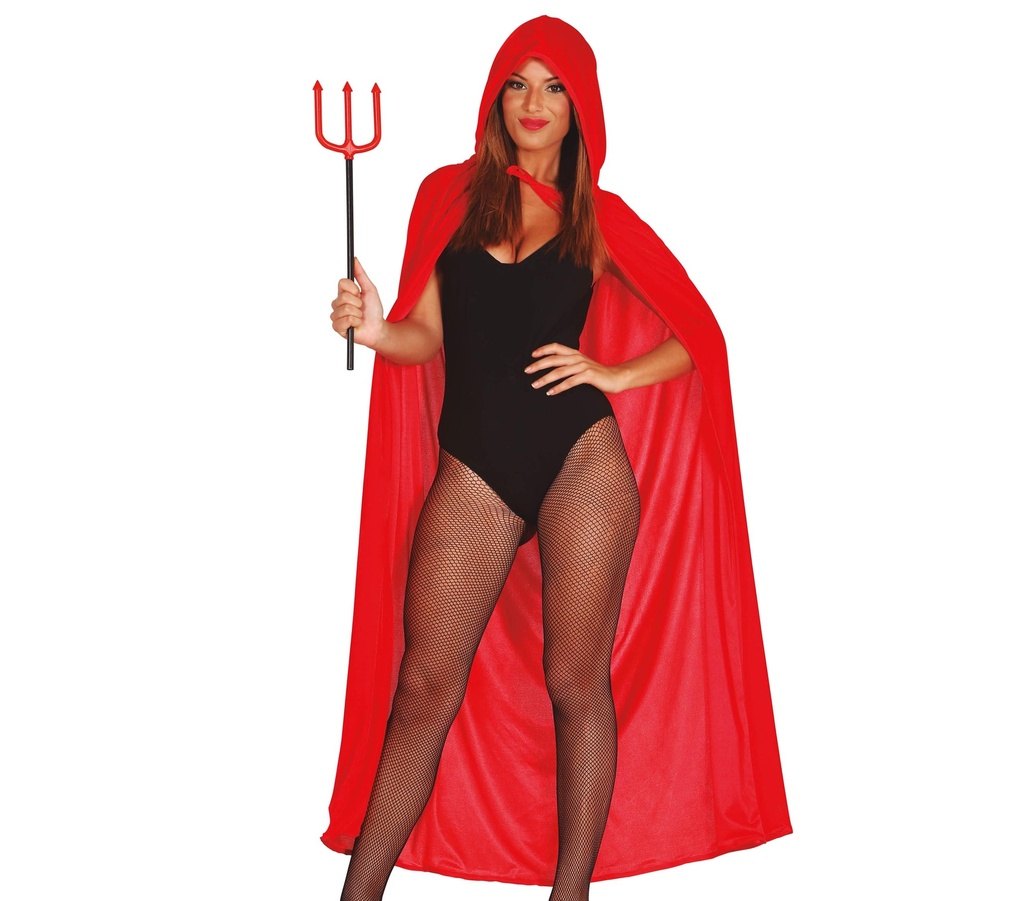 Red Velvet Cloack With Hood 130 Cm