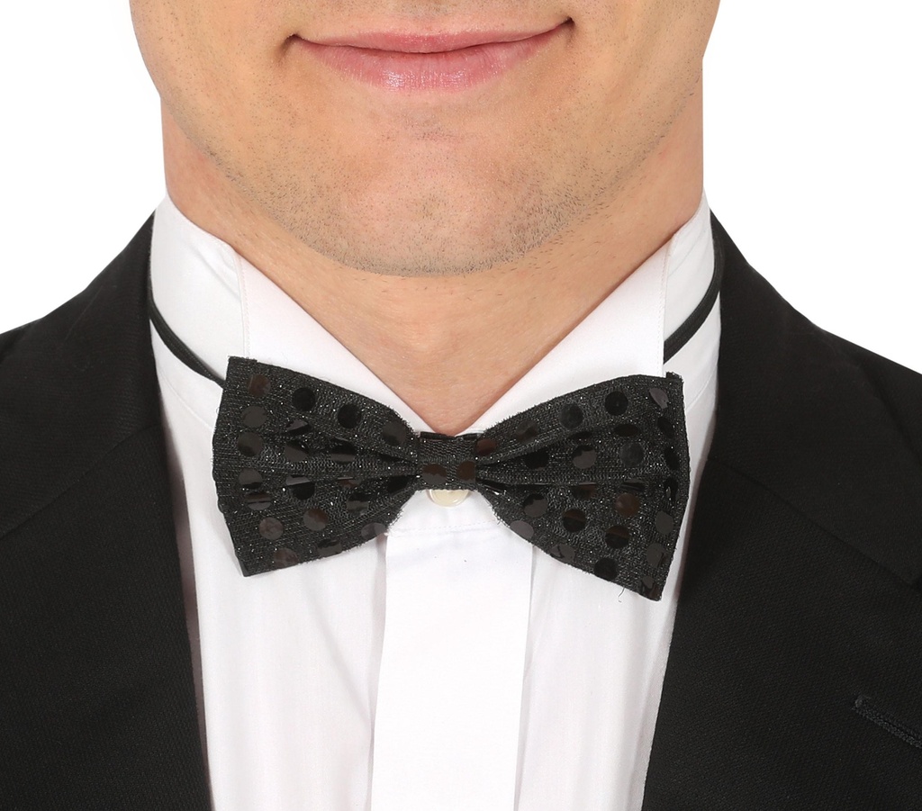 Sequin Bow Tie Black