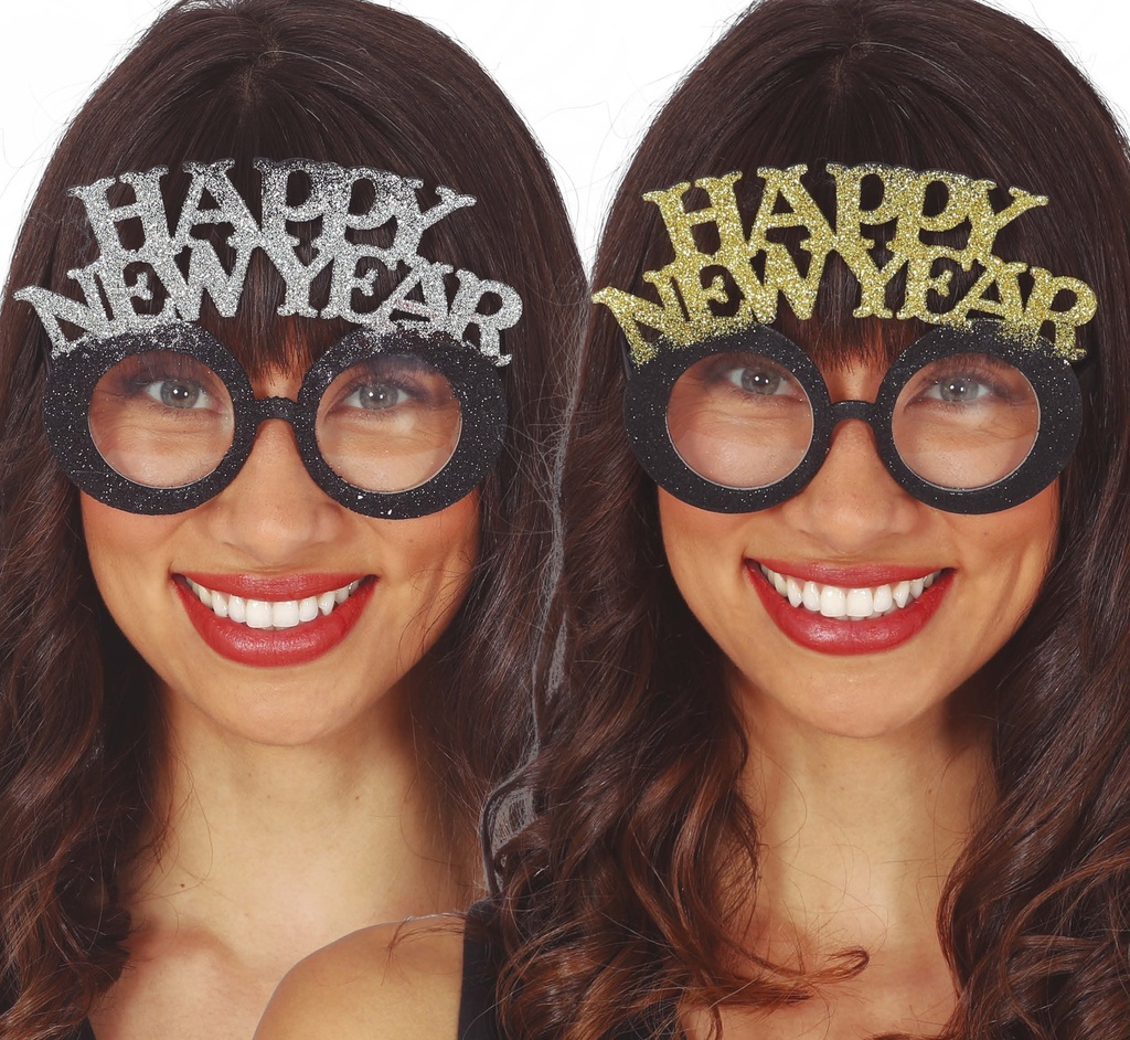 Happy New Year Glasses Silver And Gold