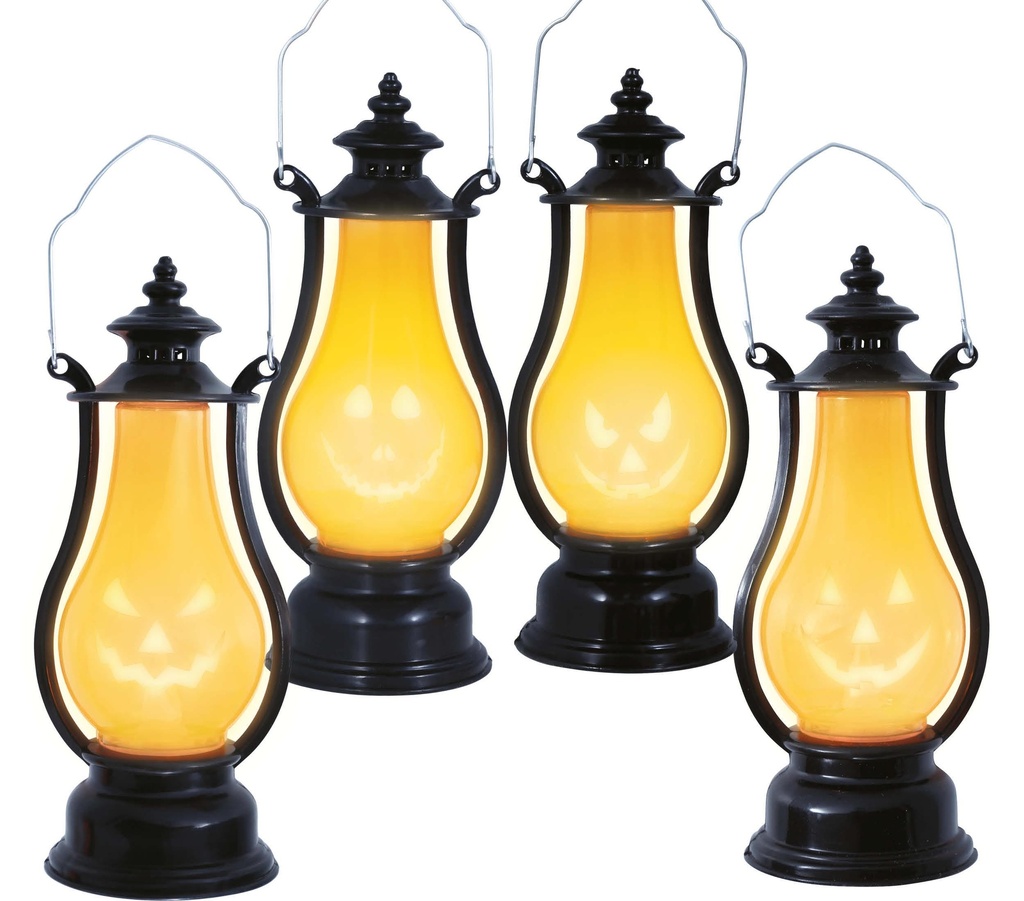 Pumpkin Lantern With Light, 16 Cms