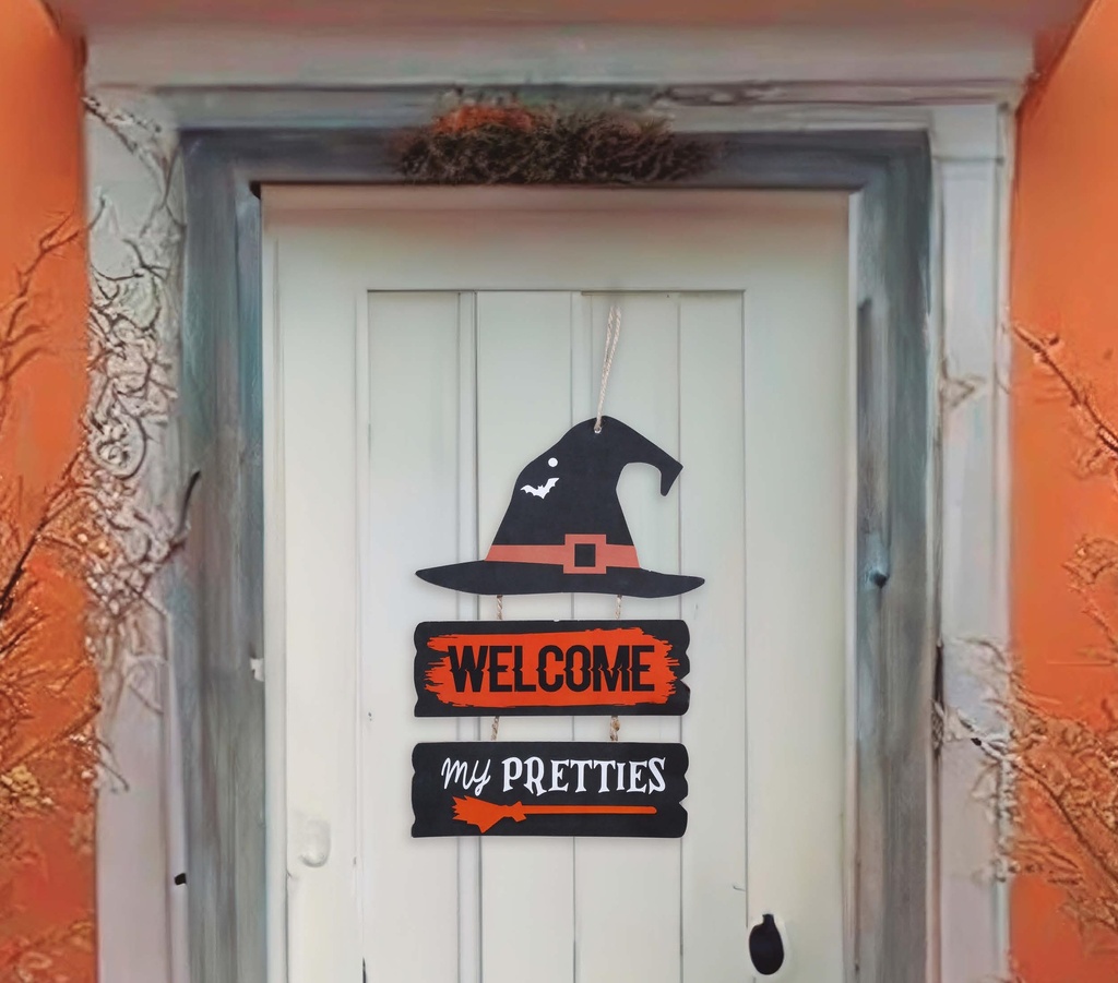Witch Sign Welcome 32x21 Cms