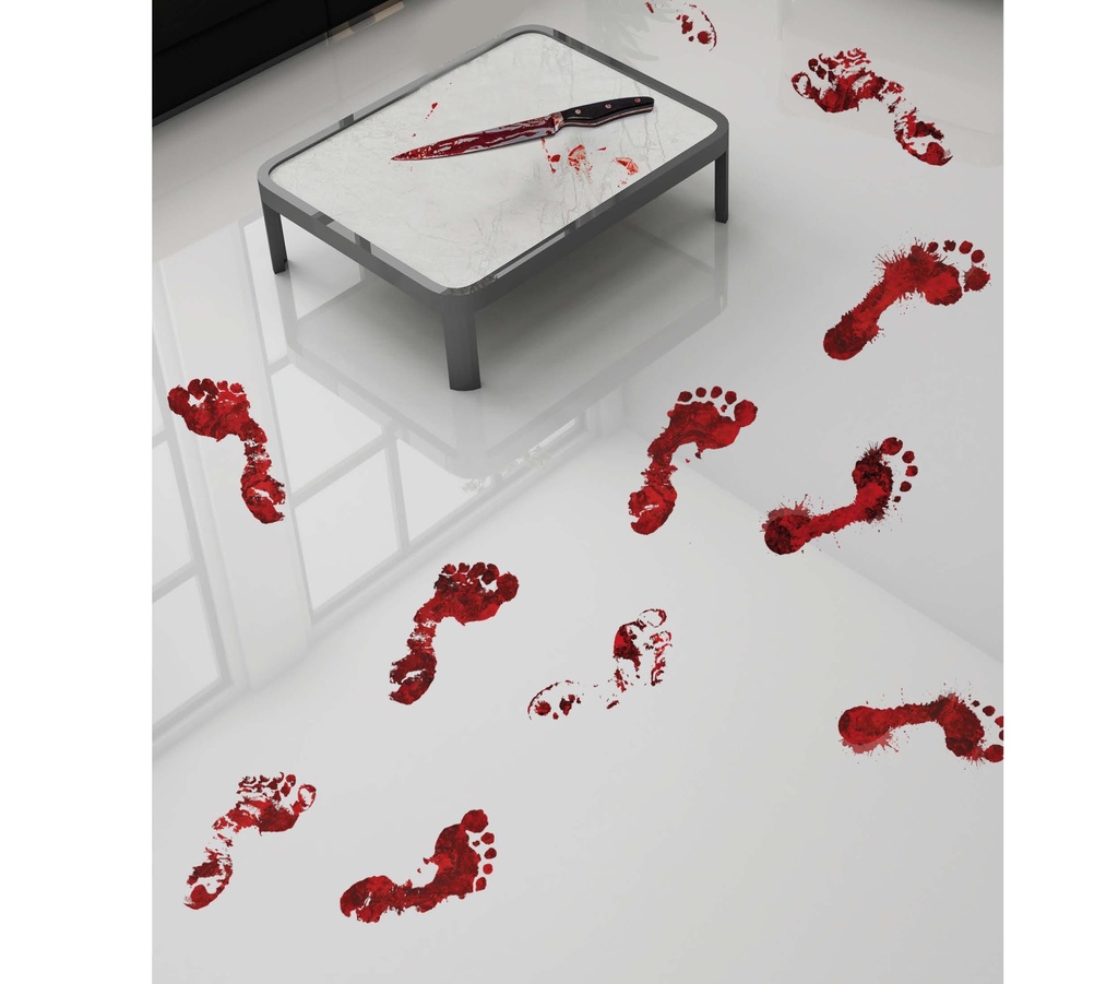 Adhesive Bloody Footprints, 2 Labels, 25x70 Cm