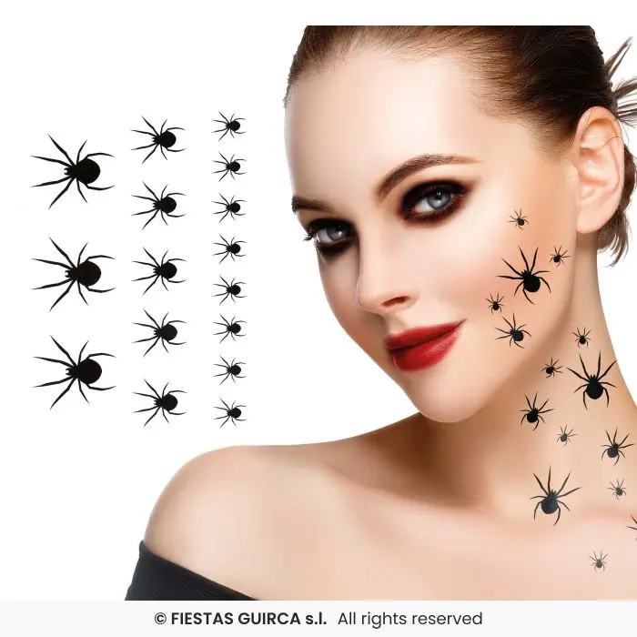 وشوم عناكب مؤقتة، ورقتان × 16 (15×11 سم)