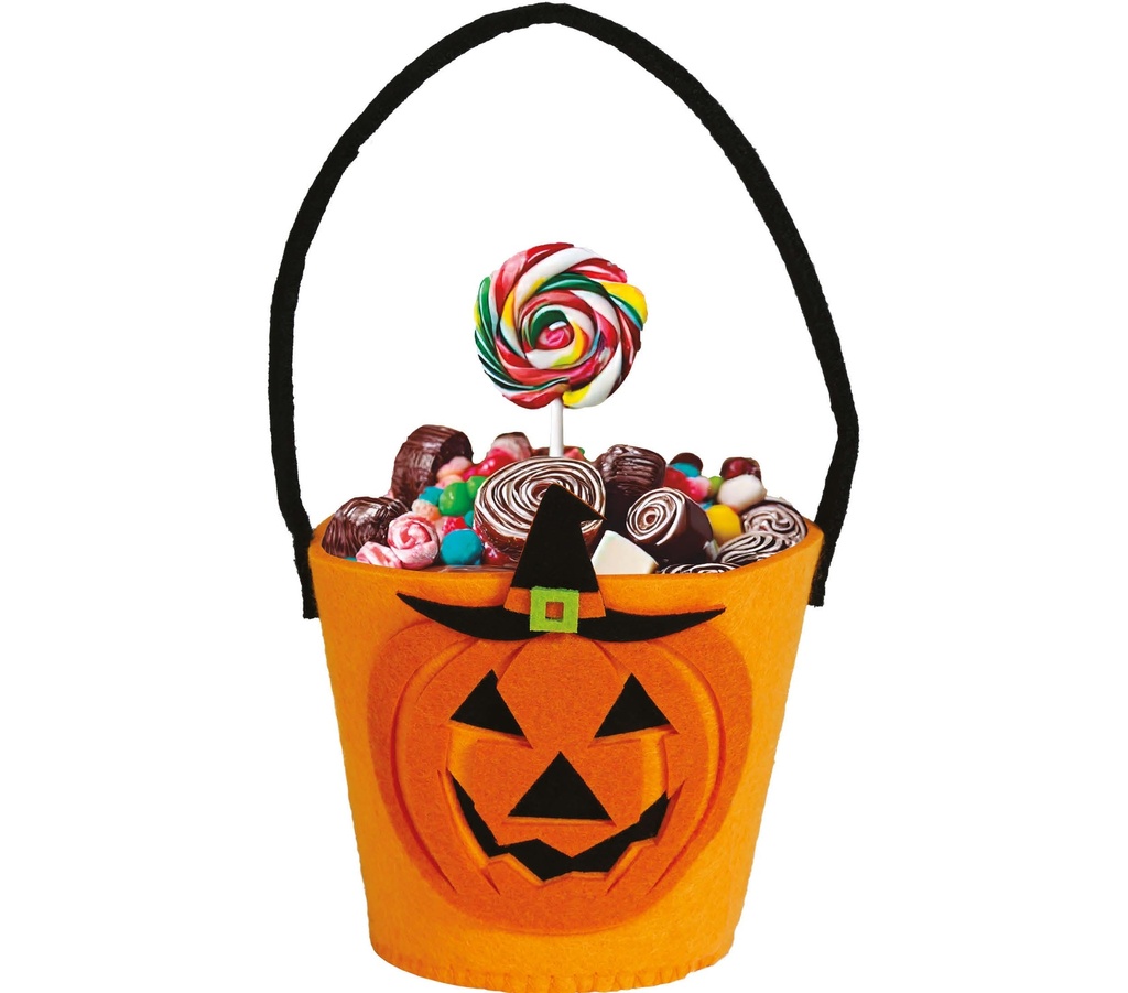 Felt Pumpkin Candy Bucket 12x10 Cm
