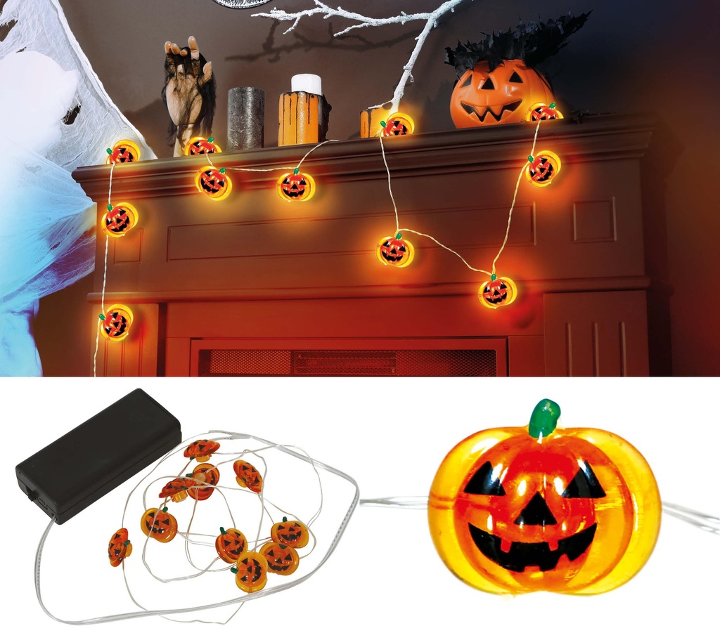 Wire Garland Batteries 10 Leds Pumpkins 120 Cms