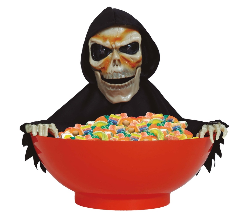 Animated Skeleton Candy Bowl with Light & Sound, 24x23 cm