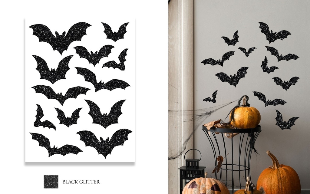Bat Sticker, Glitter Effect, 30x40 Cm