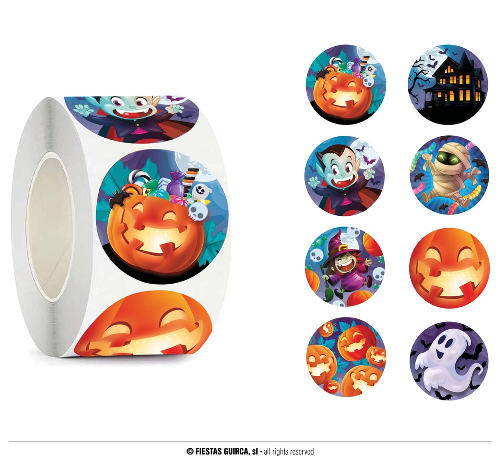 Roll 200 Halloween Stickers