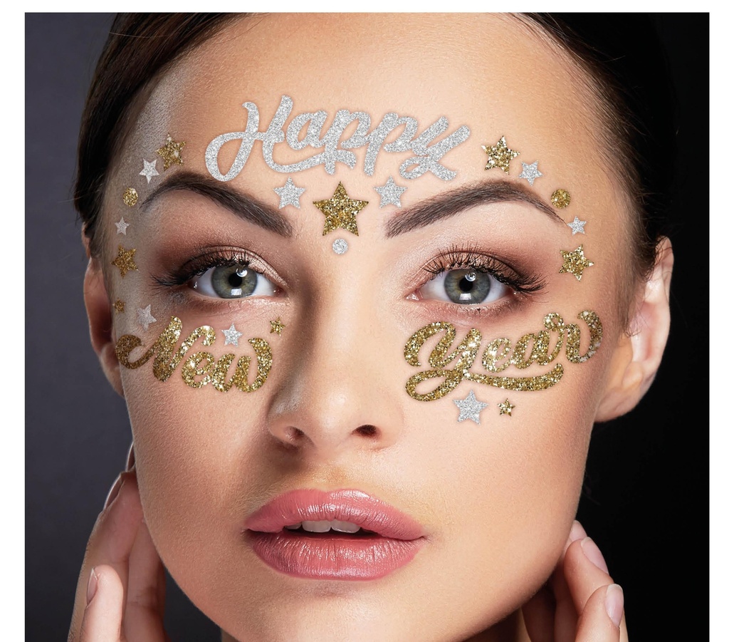 Happy New Year Adhesive Facial Jewelry